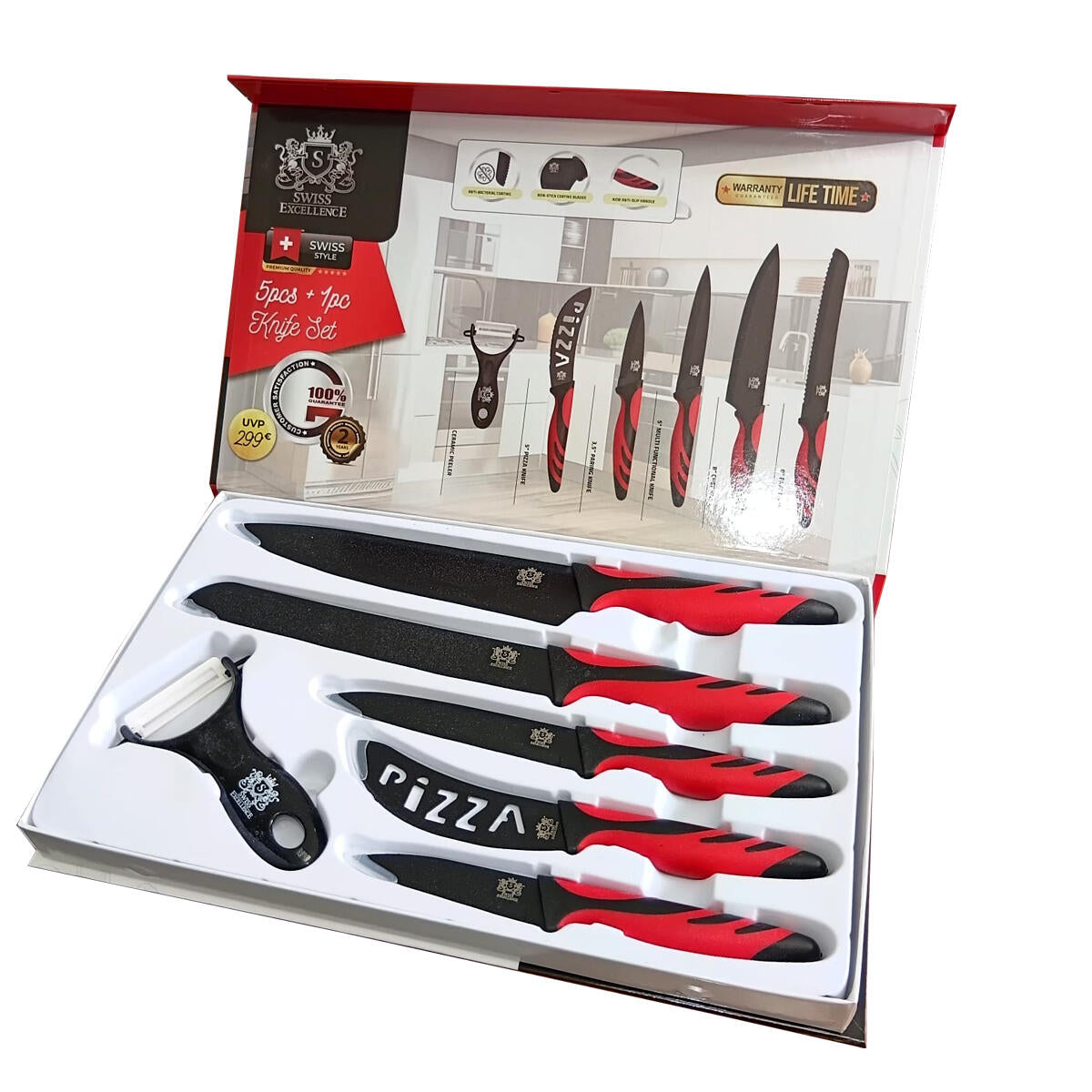 Set de Cuchillos Profesionales Antiadherentes — 6 Piezas de Acero Inoxidable