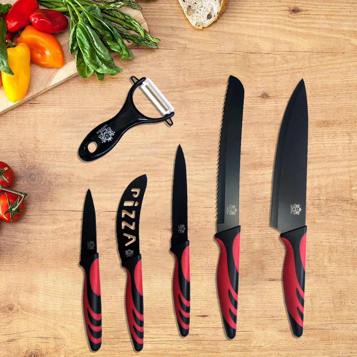 Set de Cuchillos Profesionales Antiadherentes — 6 Piezas de Acero Inoxidable